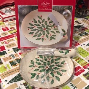 Lenox Holiday Cheese Plate w/Knife NIB